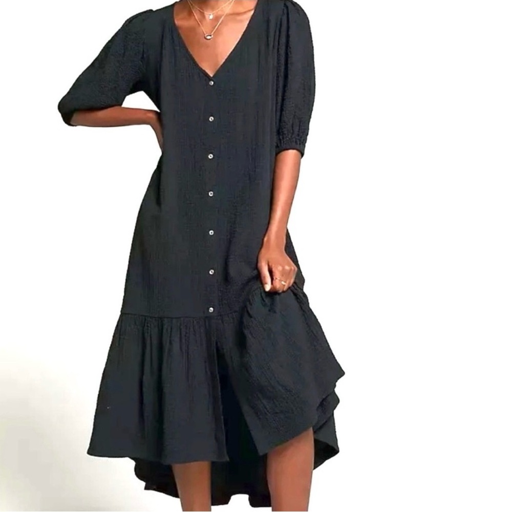 Anthropologie Maeve Scarletta Crinkle Midi Dress